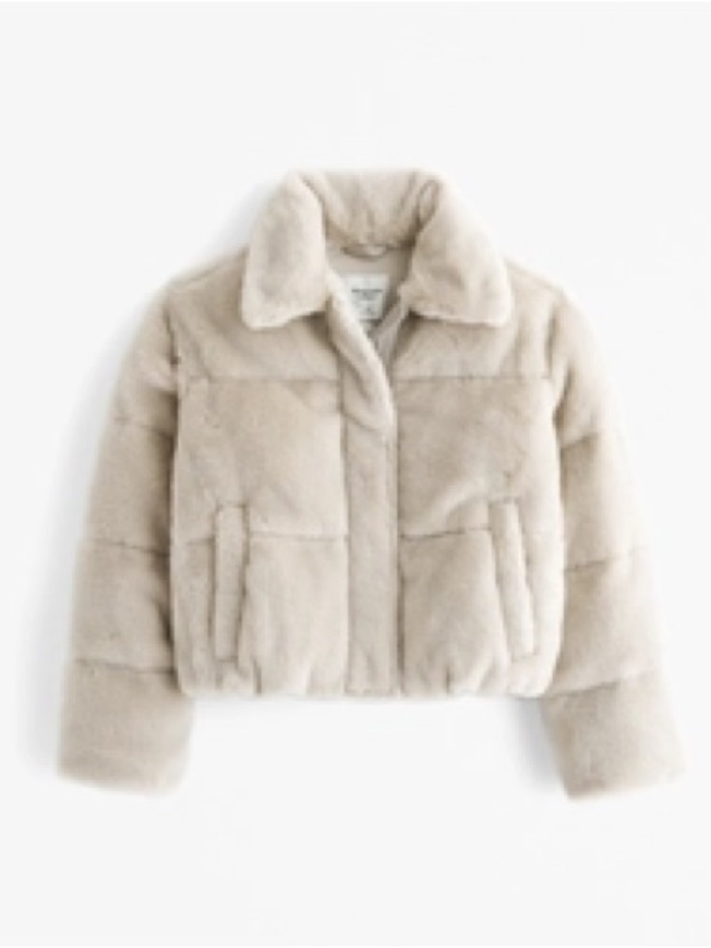 Abercrombie Faux Fur Short Puffer in Ash